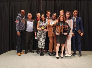 Foresnsics team posing with an award.